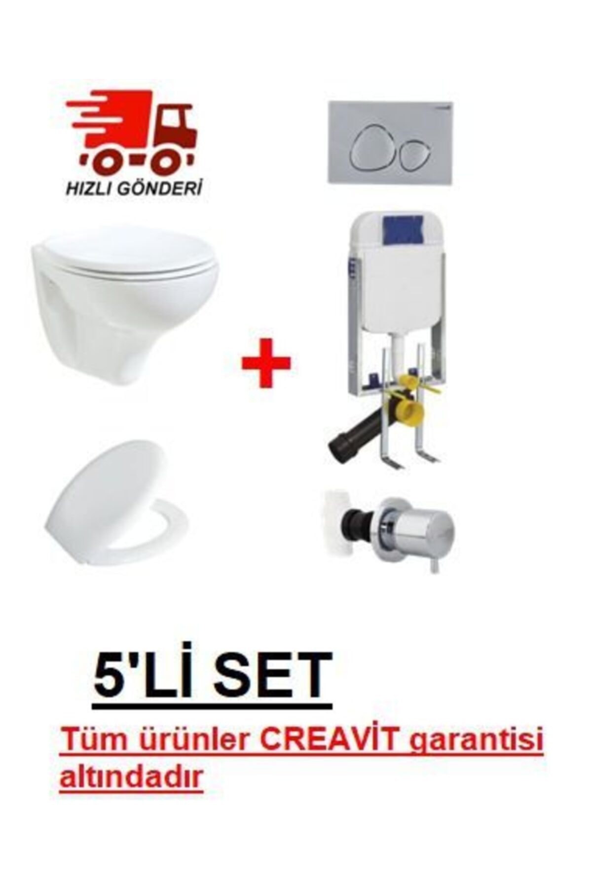Creavit Tp320 Çevre Yıkamalı Klozet Ve Gömme Rezervuar Gr5001 Seti 5 Parça Orjinal Set